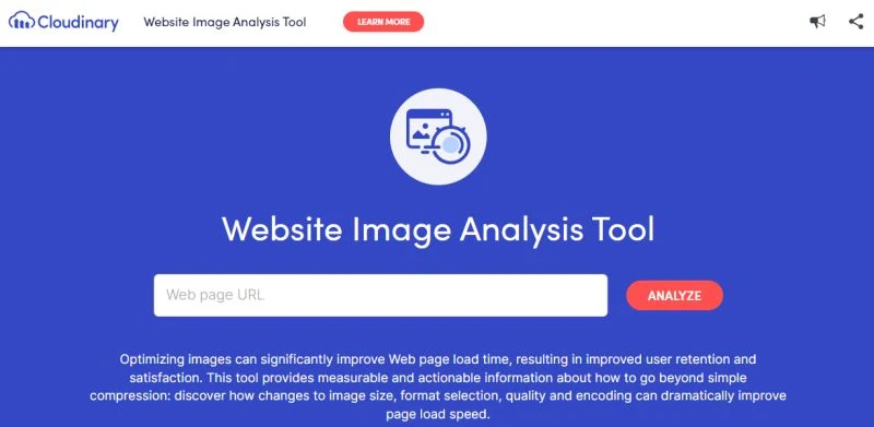 Cloudinary, Website Image Analysis Tool