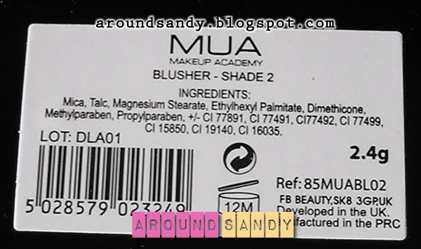 MUA blush shade 2 colorete ingredientes