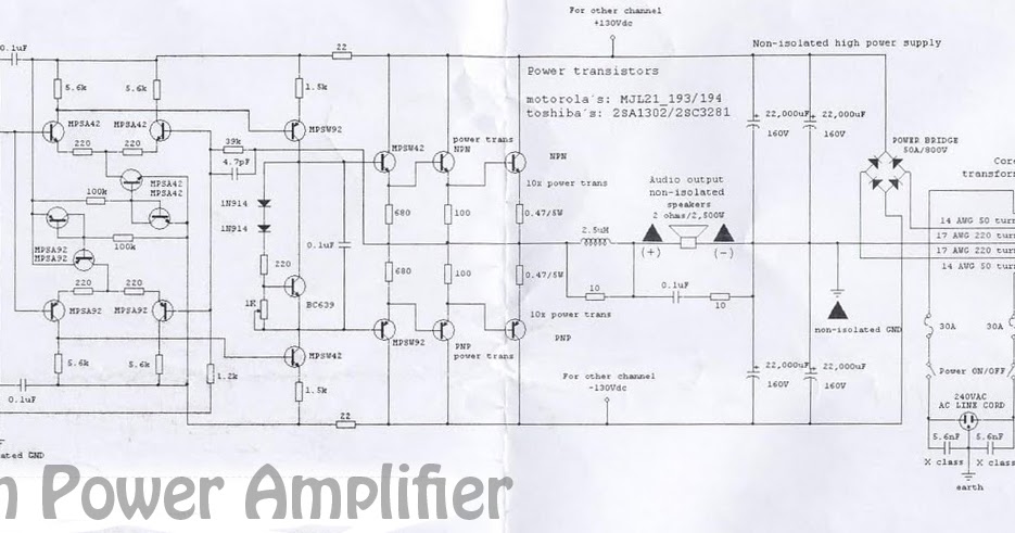 5000 Watts High Power Amplifier Schematic Subwoofer Bass 