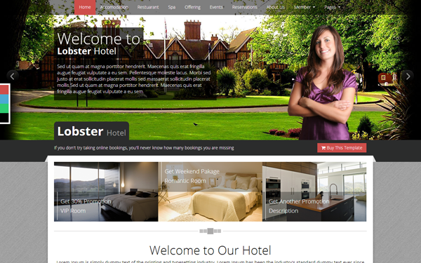 Download Lobster Hotel - Responsive HTML Template