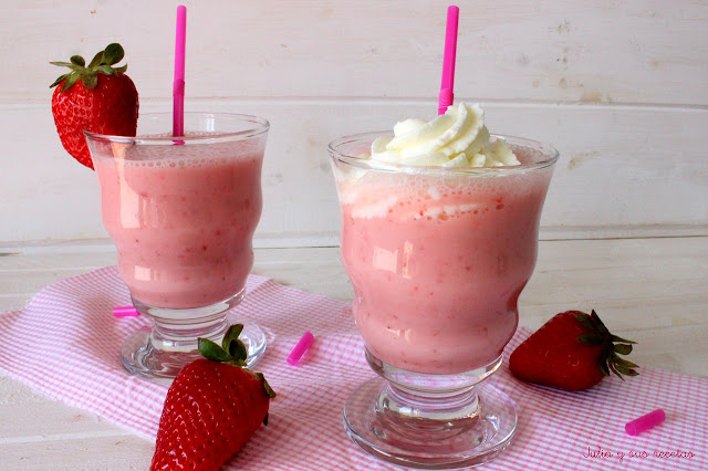 Batido de fresas con leche de arroz sin azúcar. Julia y sus recetas