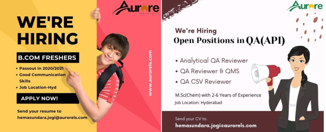 Job Availables,Aurore Job Vacancy For B.Com/ MSc Chemistry