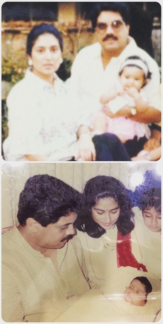 Bollywood Actress Bhumi Pednekar Childhood Pic with her Parents Father Satish Pednekar & Mother Sumitra Pednekar | Bollywood Actress Bhumi Pednekar Childhood Photos | Real-Life Photos