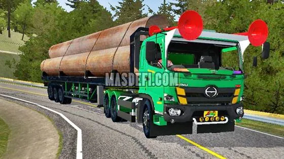 Mod Hino 500 Trailer Muatan Pipa Besi