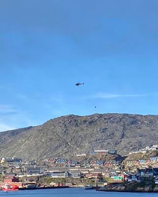 firefighting helicopter in Qaqortoq, Greenland