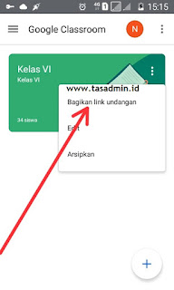 Bagikan link undangan google classroom