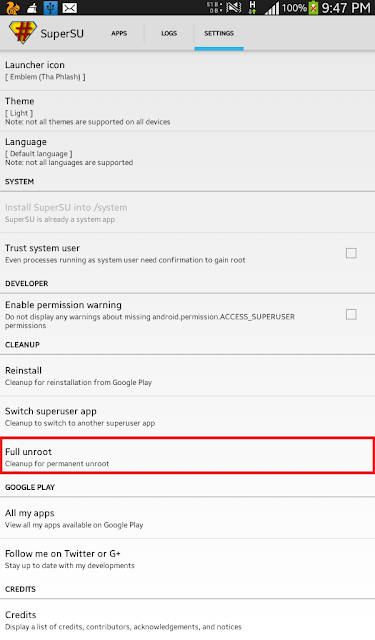 Unroot android superuser