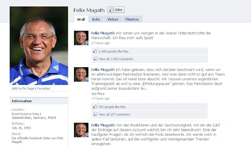 Schalke 04 coach Felix Magath now has a Facebook account