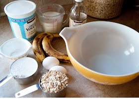 Ingredients for banana bread pancakes