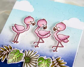 Sunny Studio Stamps: Fabulous Flamingos Frilly Frames Stripes Dies Fluffy Clouds Birthday Card Summer Themed Card by Keeway Tsao