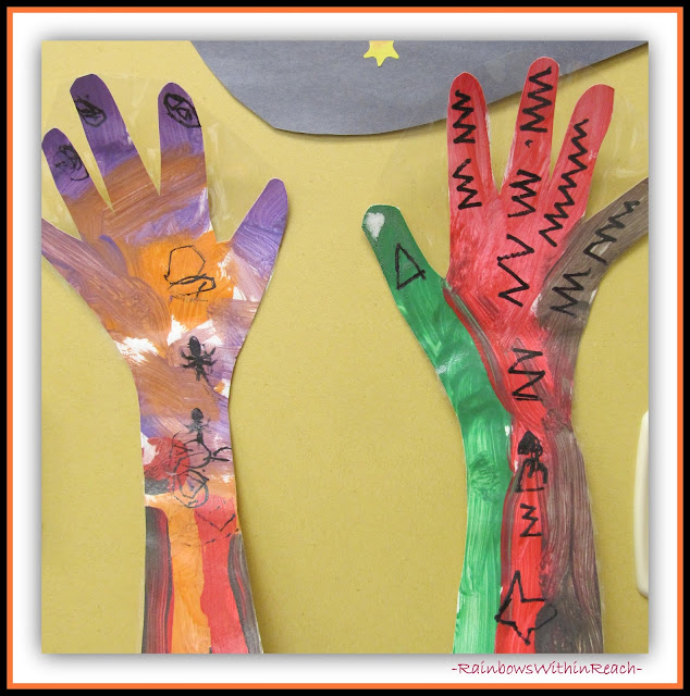 Back to School Hand Art in Kindergarten via RainbowsWithinReach