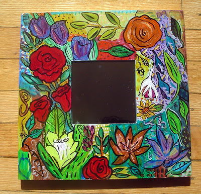 painted flower mirror