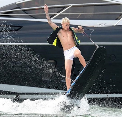 Justin Bieber leaves little to the imagination wearing nothing but wet undies