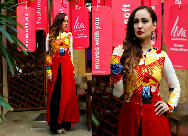 UnBox with LIVA, LIVA, Natural Fluid Fashion, Red Printed Tunic, Digital Print, Palazzo Pa