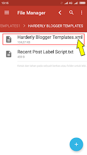 Cara membuat file xml template blogger menggunakan aplikasi Android pengelola berkas