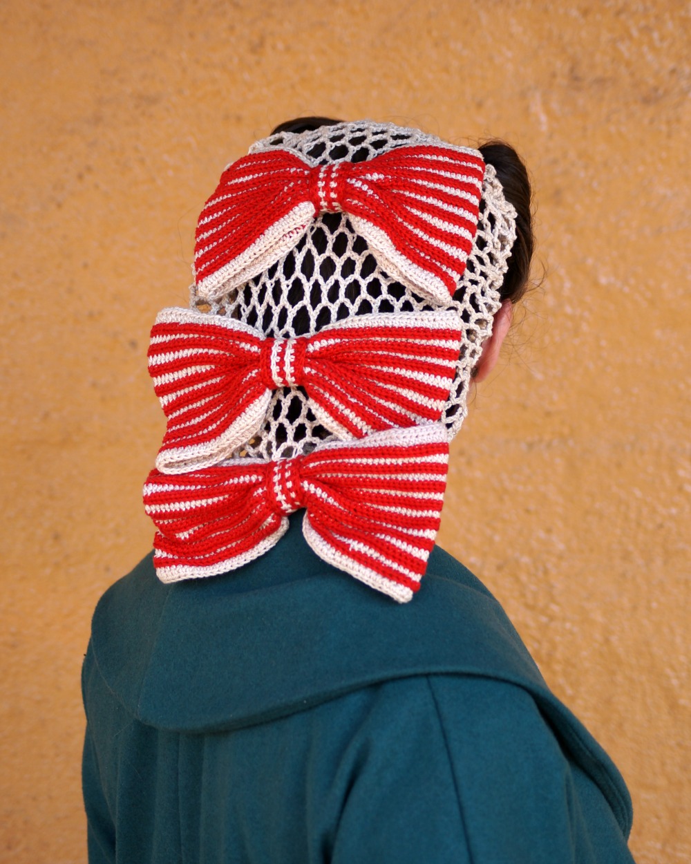 Introducing "Cherry Stripe" - a 1940s-inspired snood with striped bows