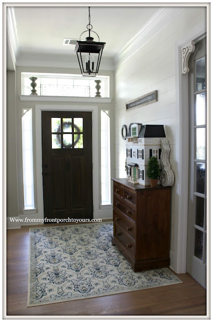 Cottage- Farmhouse- Foyer-Carriage House Lighting-Corbels-Doll House-Shiplap-From My Front Porch To Yours