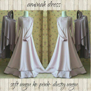 AMINAH DRESS  SOFT UNGU KE PINK DUSTY UNGU