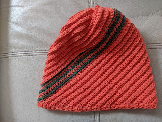 The finished Diagonal Reversible Beanie