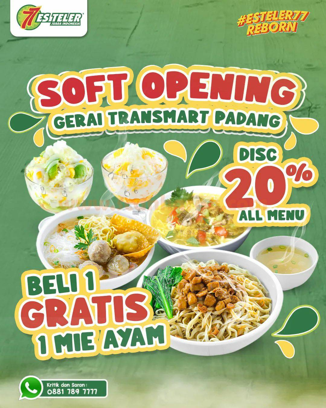 Es Teler 77 Transmart Padang Promo Soft Opening