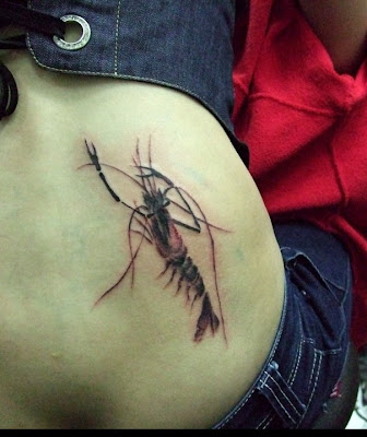 Shrimp Tattoo for Free Design Tattooed in the Sensitive Lower Back