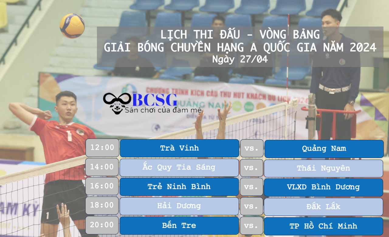 Lịch thi đấu ngày 27-4 ở Giải hạng A toàn quốc 2024 tại Quảng Nam