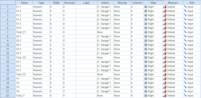 Tampilan Variabel view SPSS
