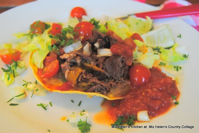 Slow Cooker Beef Tostada's at Miz Helen's Country Cottage