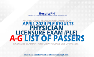 A-G List of Passers | April 2024 Physician Licensure Exam (PLE)