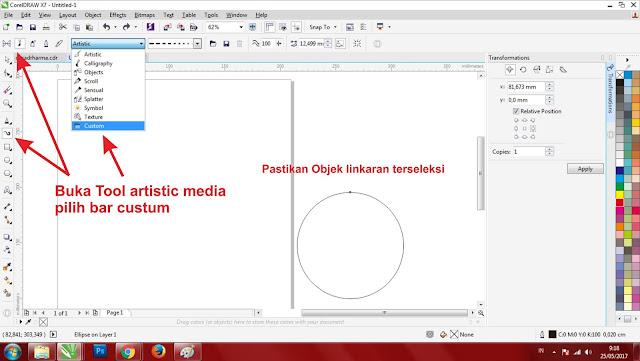 Cara Membuat Objek Mengikuti Lingkaran di Corel Draw X7