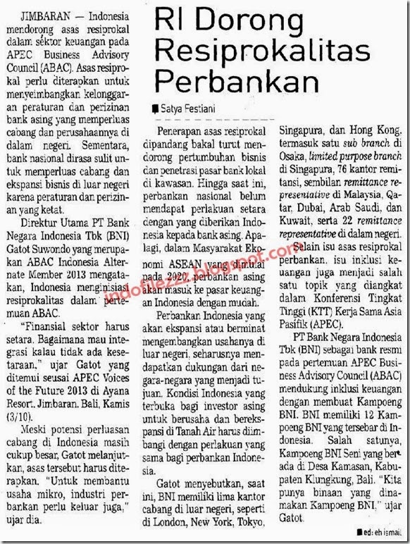 RI Dorong Resiprokalitas Perbankan