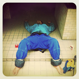 Sleeping hobo in Japan