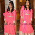 Peach Georgette Churidar with Gold Border