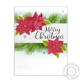 Sunny Studio Stamps: Petite Poinsettias & Festive Greetings Poinsettia Christmas Card by Mendi Yoshikawa