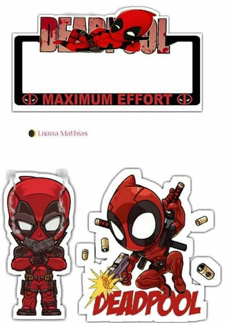 Deadpool Party Free Printable Cake Toppers.