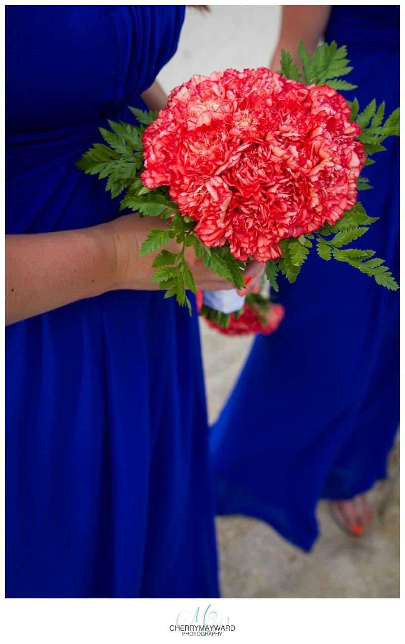 bridesmaids bouquet, red and navy, beautiful, Koh Samui wedding