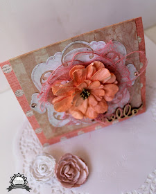 Hello card for Couture Creations by Bernii Miller using the Vintage Rose collection and nesting dies. 