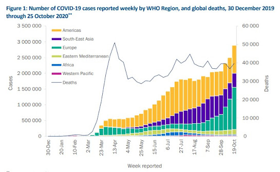 291020 covid cases by WHO region