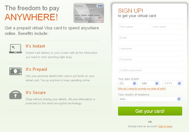 www.entropay.com - Free Virtual Credit Card from Entropay