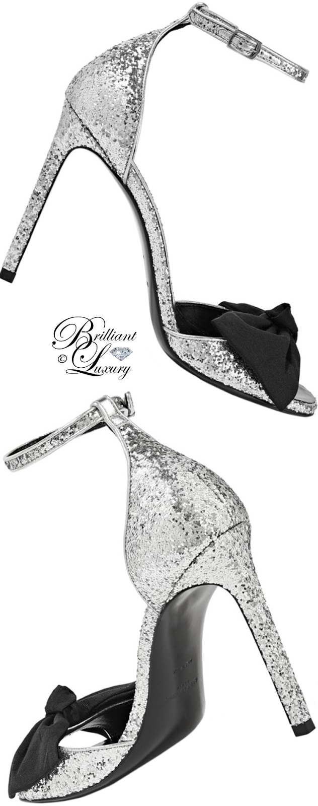 Brilliant Luxury ♦ Saint Laurent Jane Silver Glitter Bow Sandal