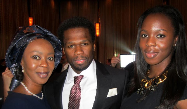 Wife of Nigerian Senate President, Bukola Saraki Spotted With World Music Star 50 Cent. 