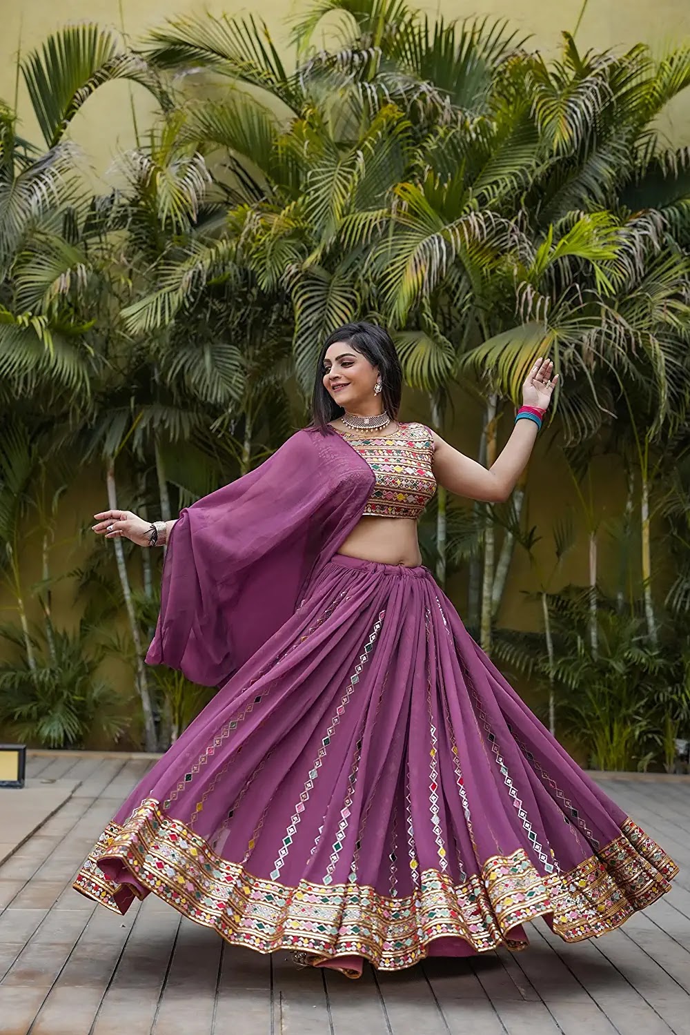 Fully Stitched Faux Georgette Lehenga Choli