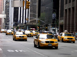 New York şehrinin ünlü sarı taksileri.