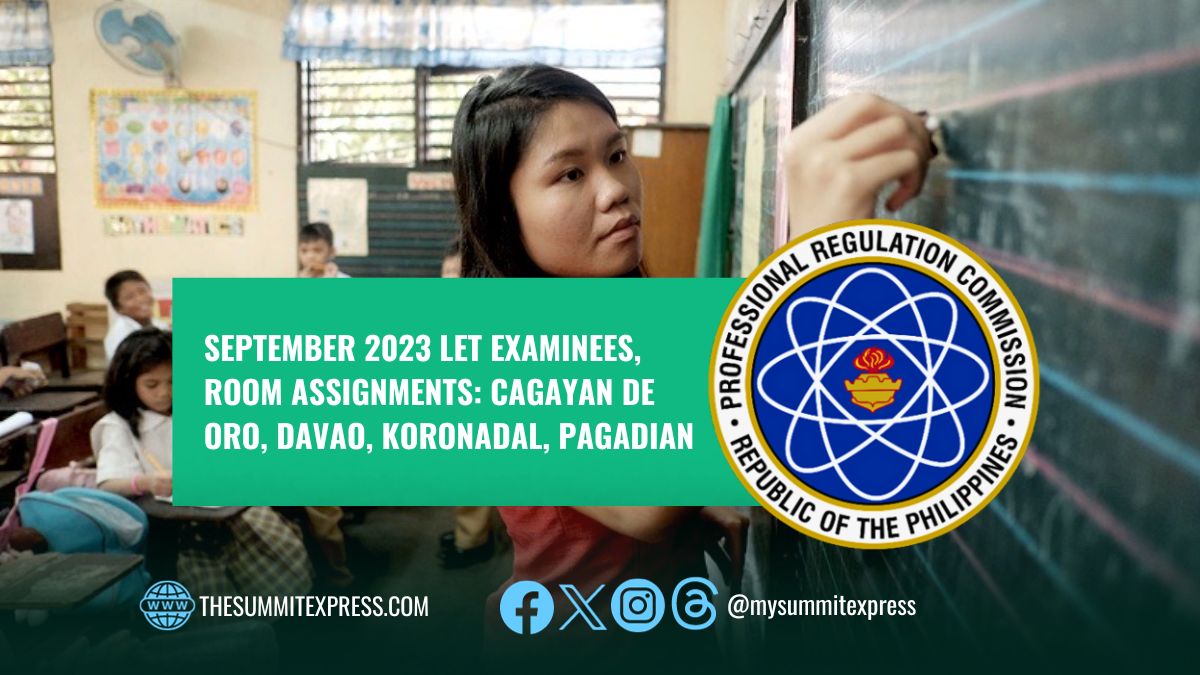 Room Assignments: September 2023 LET in CDO, Davao, Koronadal, Pagadian