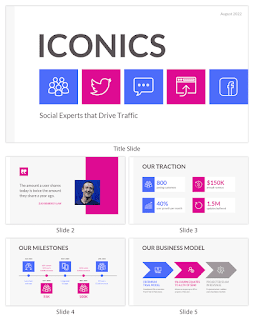 Blue Pink Iconics Pitch Deck Template