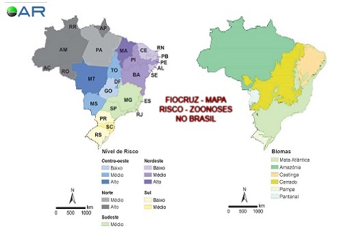 Estudo da Fiocruz aponta níveis de risco de surgimento de epidemia ou pandemia por zoonoses a partir do Brasil