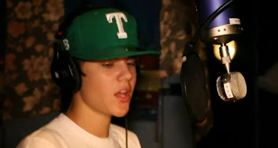 Justin Bieber in the studio recording "Boyfriend"