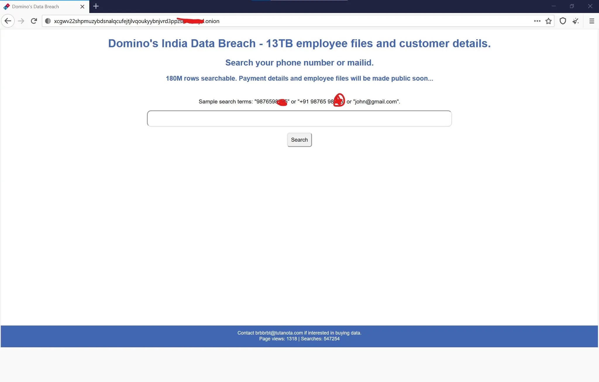 dominos data leak darkweb site