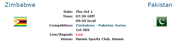 Zimbabwe vs Pakistan live | Zimbabwe - Pakistan Series 1st ODI Cricket match full TV coverage channel info