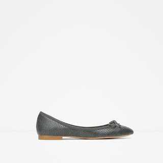 Zara Embossed Print Ballerina Flats